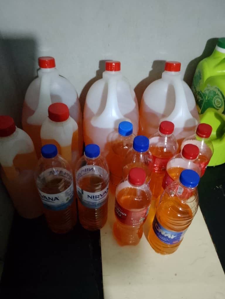 Liquid products bottled in different sizes after a PETVOS production session